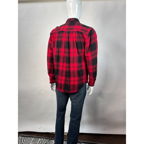 Mens Red & Black Plaid Button-Up Shirt By St. Johns Bay M - Picture 8 of 16